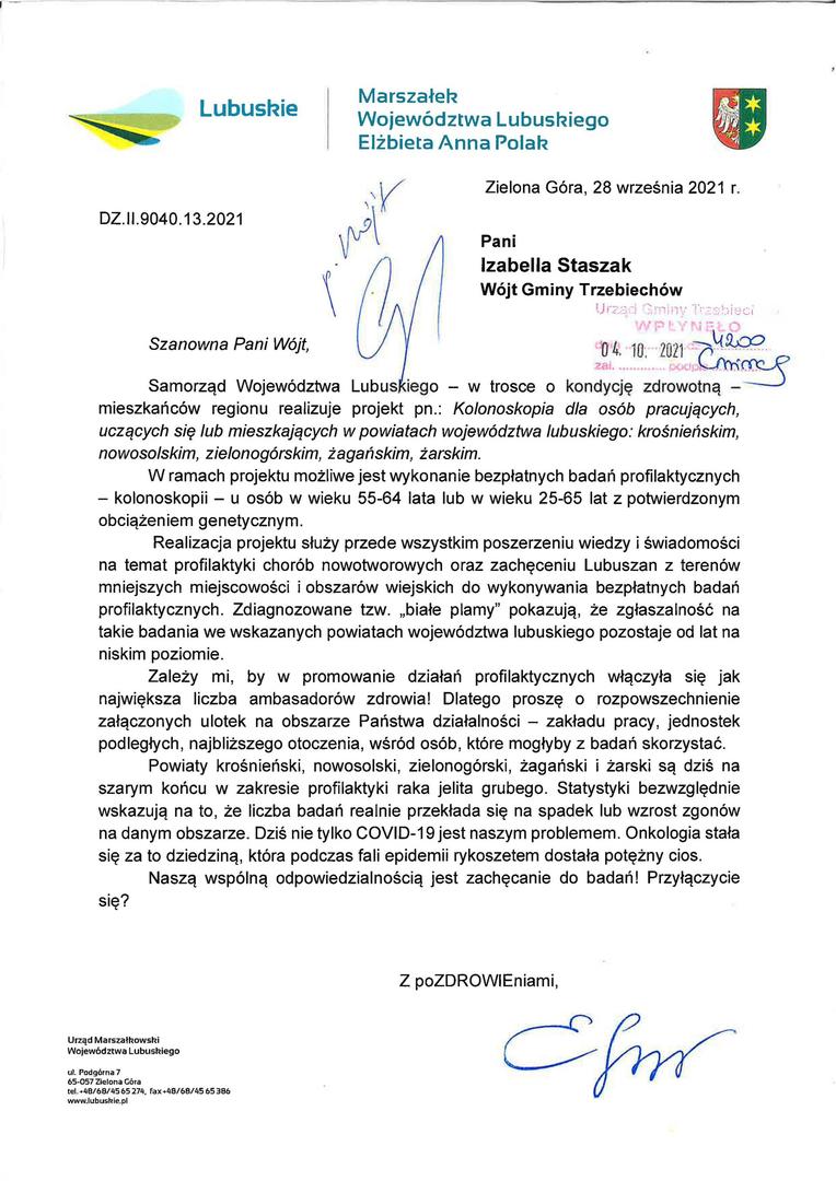 Kolonoskopia dla osób pracujących, uczących się lub mieszkających w powiatach województwa lubuskiego