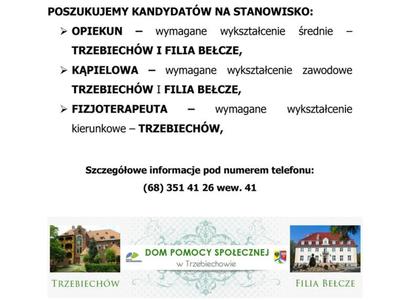 Dom Pomocy Społecznej w Trzebiechowie poszukuje pracowników