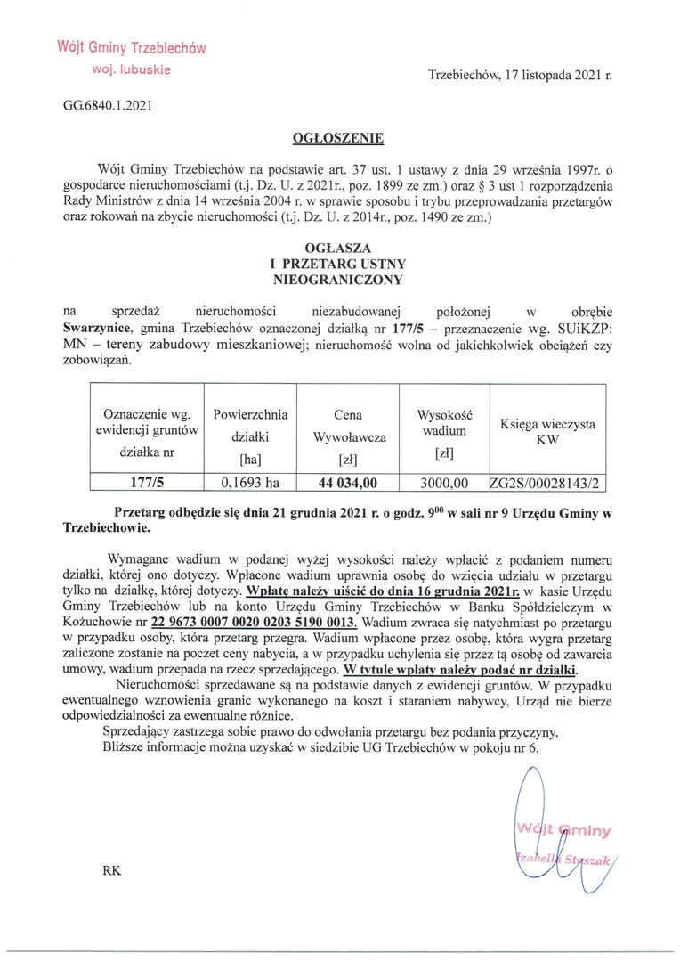 Ogłoszenie o przetargu