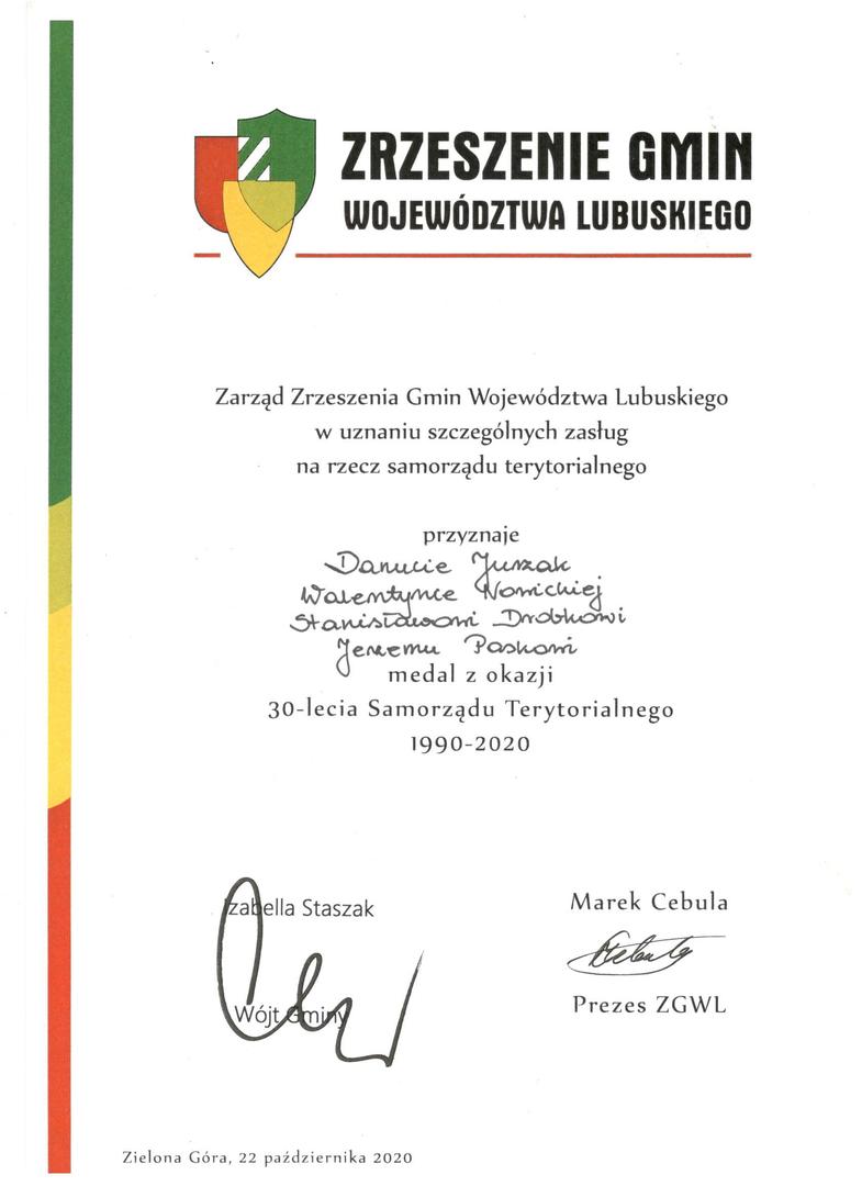  Medale z okazji 30-lecia Samorządu Terytorialnego 1990-2020