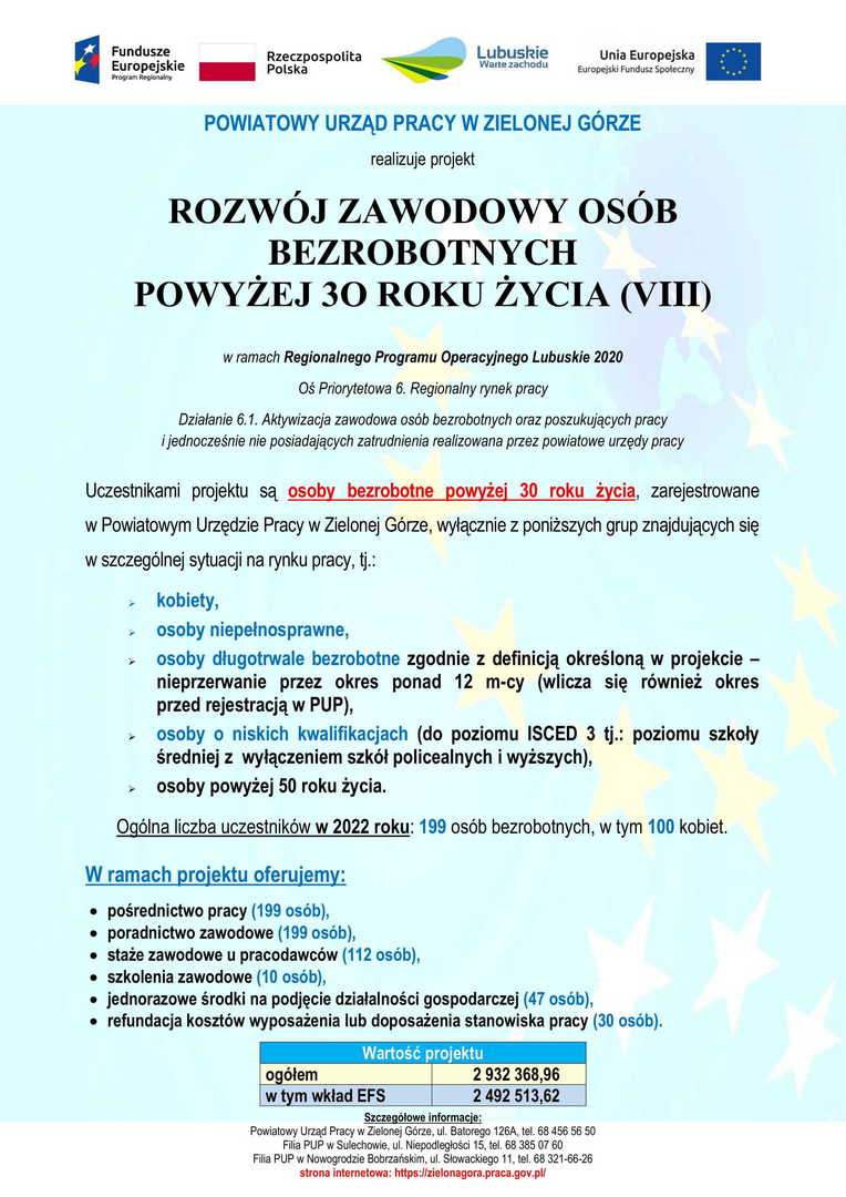 Rozwój zawodowy osób bezrobotnych powyżej 30 roku życia w ramach Regionalnego Programu Operacyjnego Lubuskie 2020