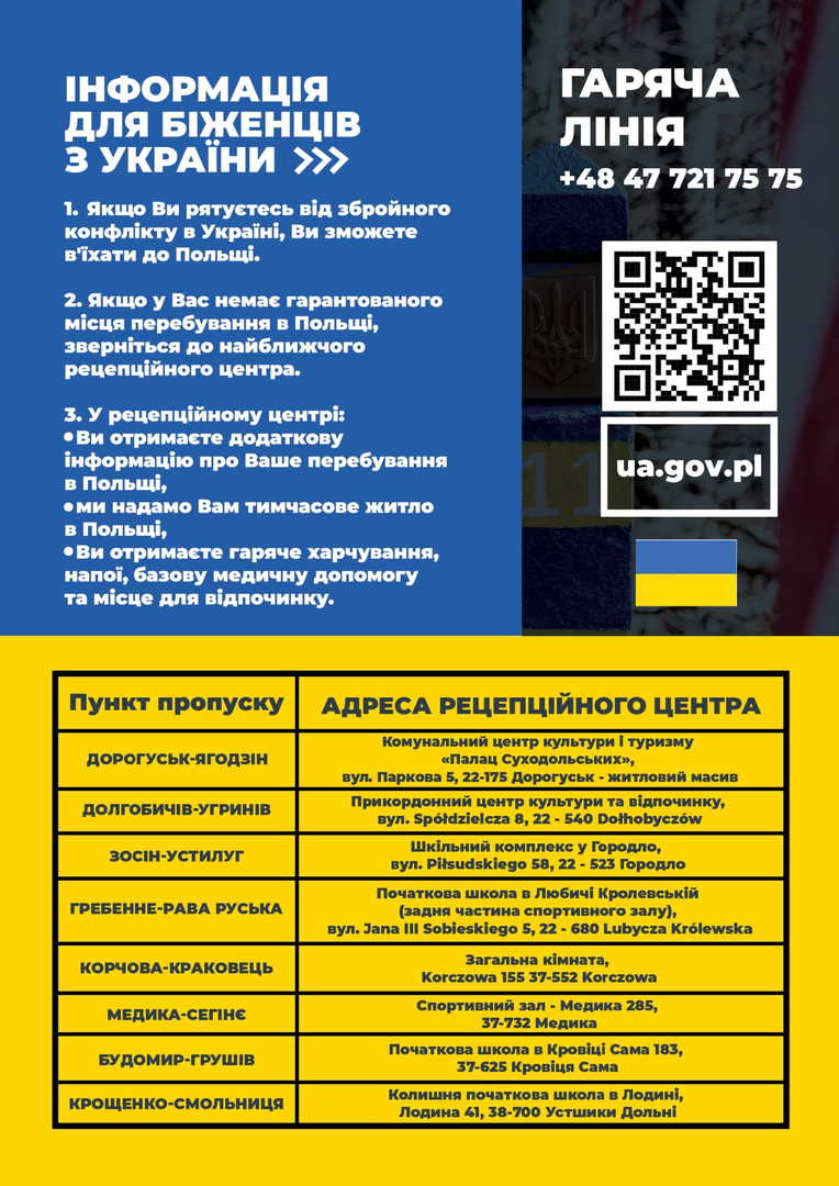 Informacja dla uchodźców z Ukrainy