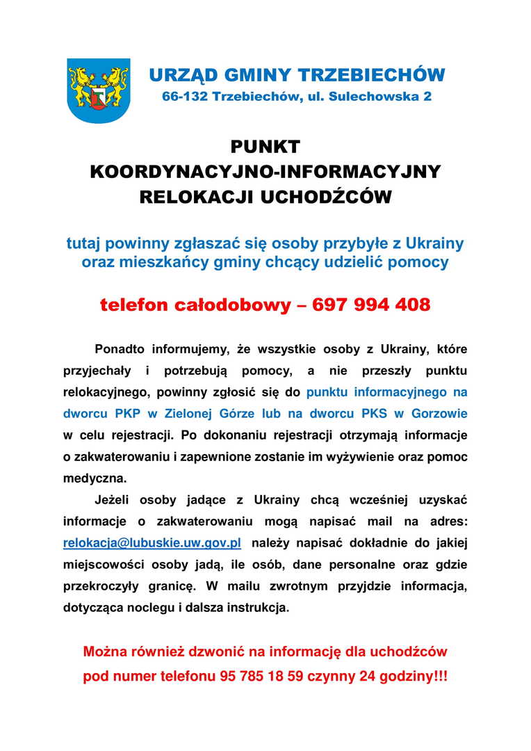 Punkt koordynacyjno – informacyjny relokacji uchodźców