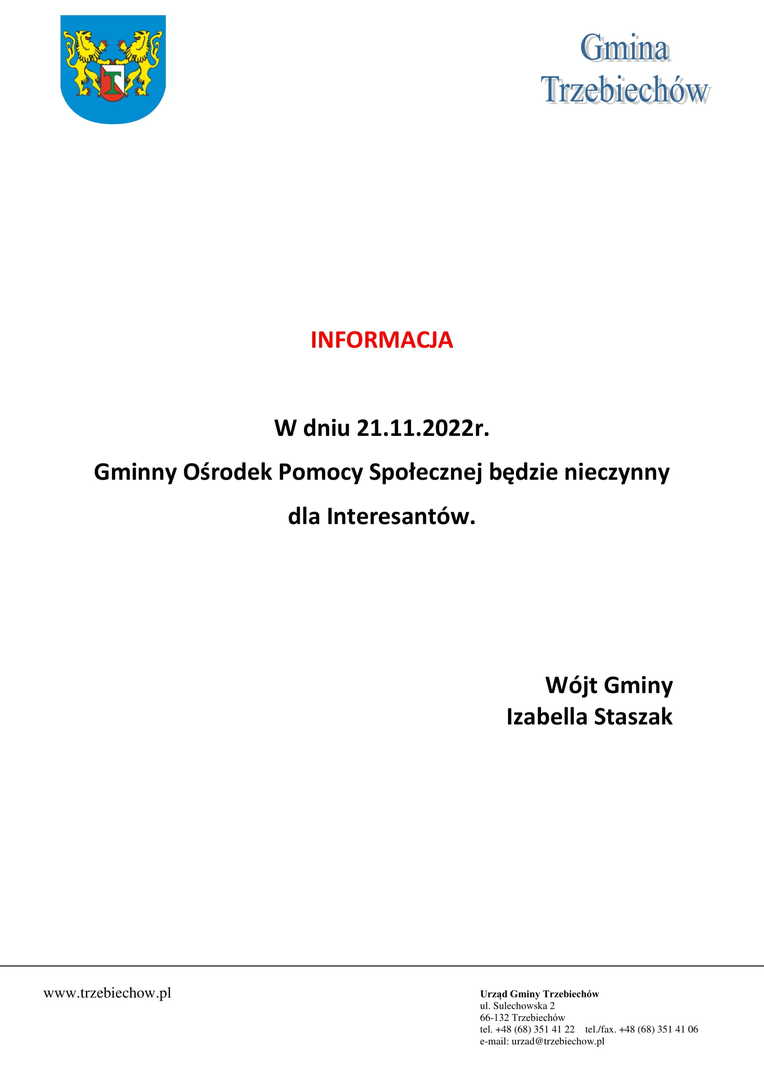 
W dniu 21.11.2022r. GOPS nieczynny
