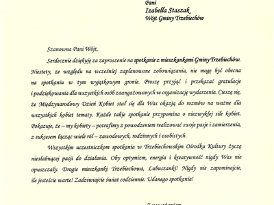 Pismo Pani Marszałek Województwa Lubuskiego