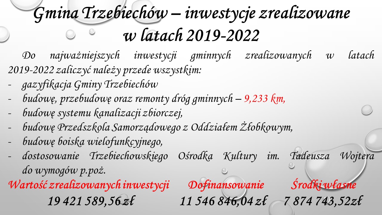 Gmina Trzebiechów - Podsumowanie lat 2019-2022 r. oraz plany inwestycyjne na 2023 r. 