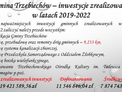 Gmina Trzebiechów - Podsumowanie lat 2019-2022 r. oraz plany inwestycyjne na 2023 r.