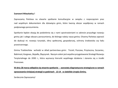 Zapraszamy Państwa na otwarte spotkanie konsultacyjne