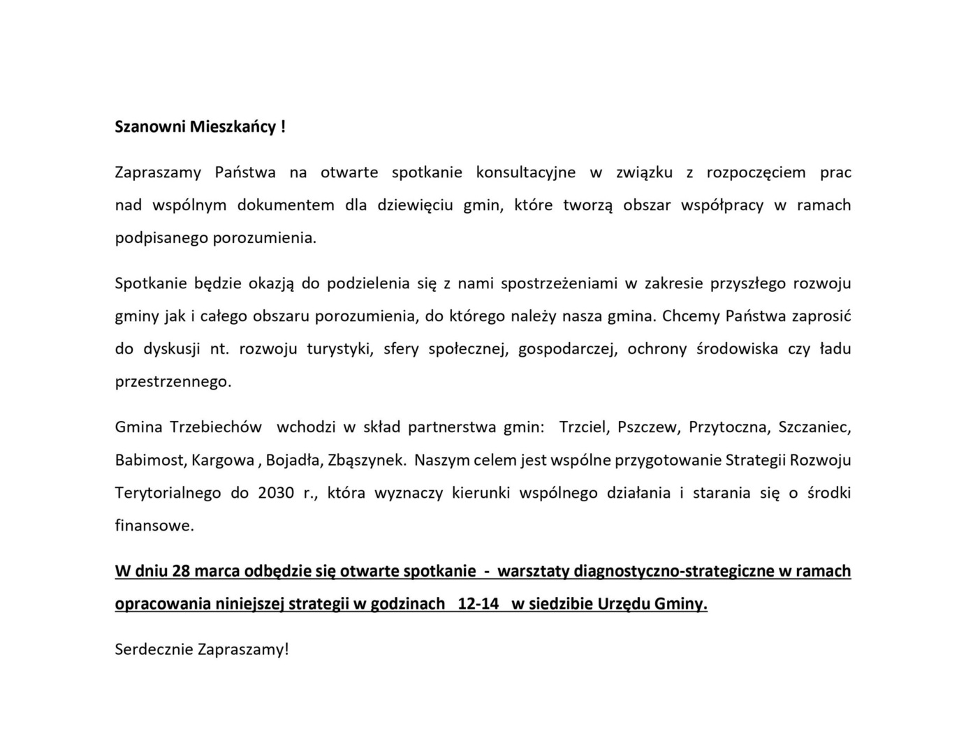 Zapraszamy Państwa na otwarte spotkanie konsultacyjne