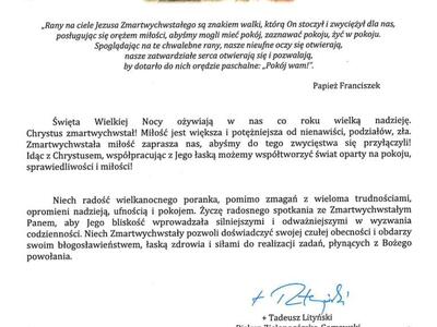 Życzenia bp. Tadeusza Lityńskiego