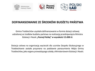 DOFINANSOWANIE ZE ŚRODKÓW BUDŻETU PAŃSTWA