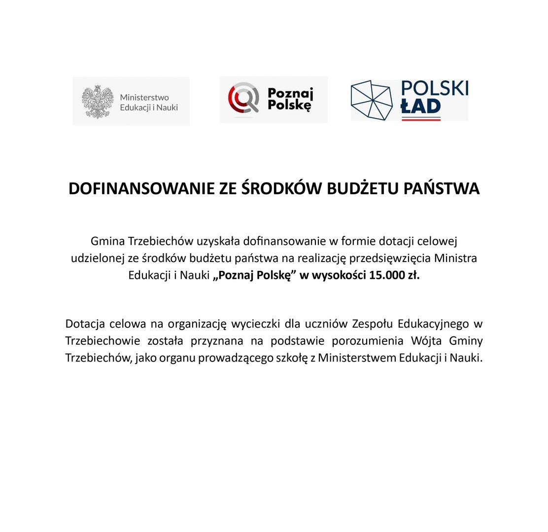 DOFINANSOWANIE ZE ŚRODKÓW BUDŻETU PAŃSTWA