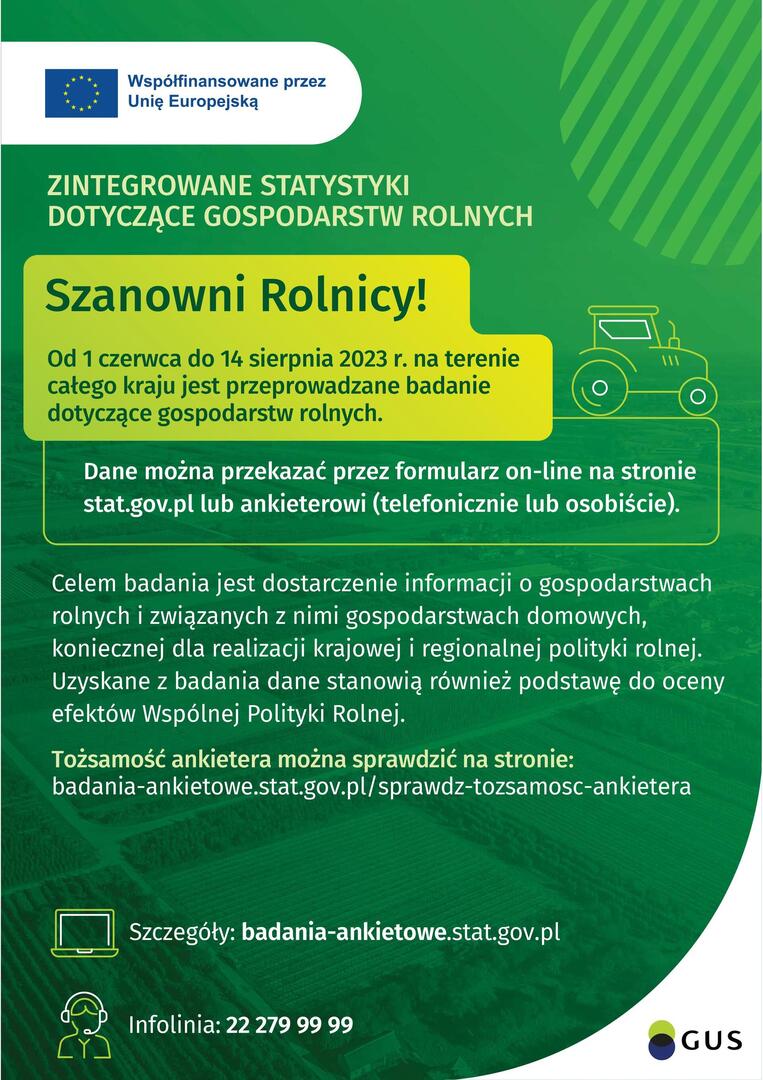 Badanie "Zintegrowane statystyki dot. gospodarstw rolnych"