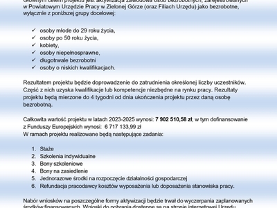 Aktywizacja osób bezrobotnych z powiatu zielonogórskiego