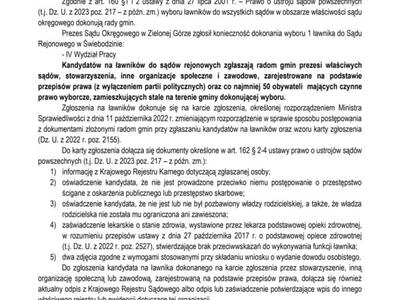 Wybory uzupełniające ławników do Sądu Rejonowego w Świebodzinie...