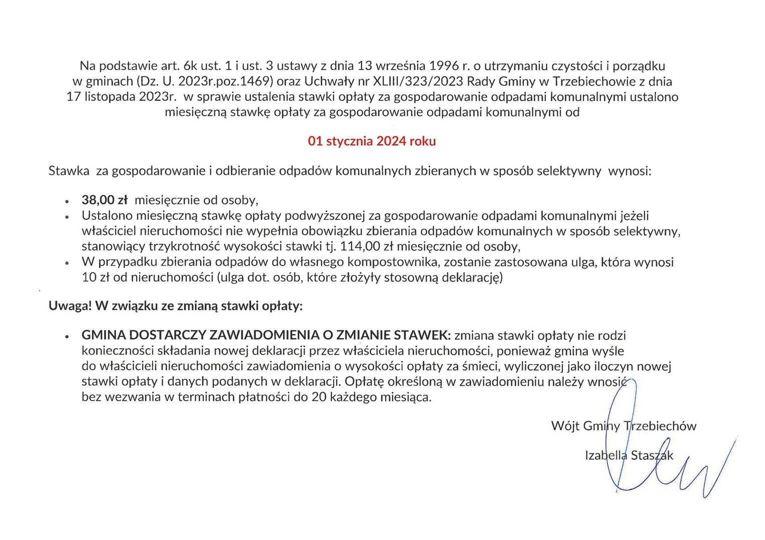 Uwaga! Zmiana stawki opłaty za gospodarowanie odpadami