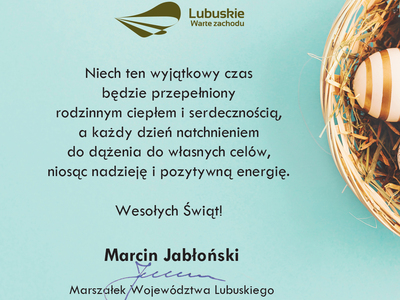 Życzenia wielkanocne - Marszałek Woj. Lubuskiego