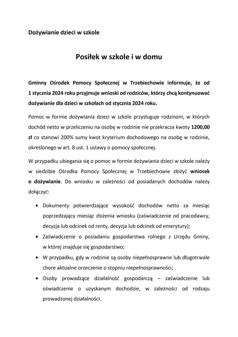Posiłek w szkole i w domu