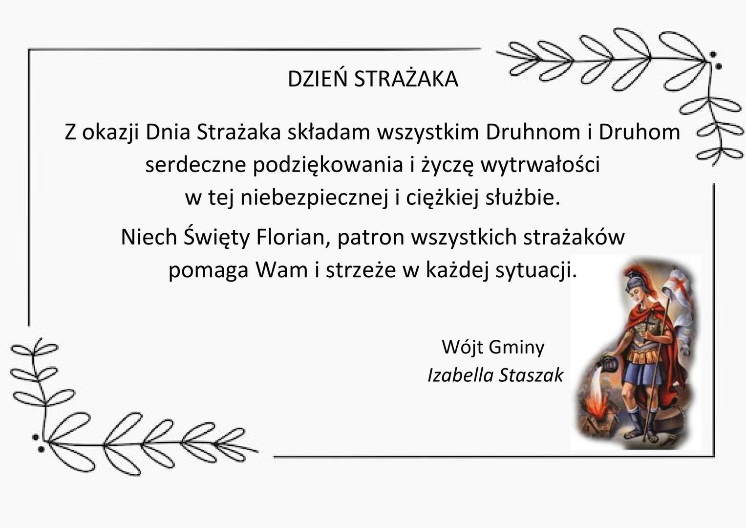 Życzenia z okazji Dnia Strażaka