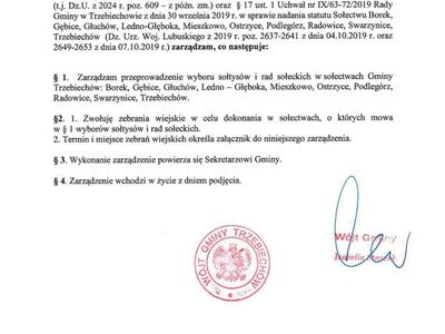 Wybory sołtysów i rad sołeckich w sołectwach Gminy Trzebiechów