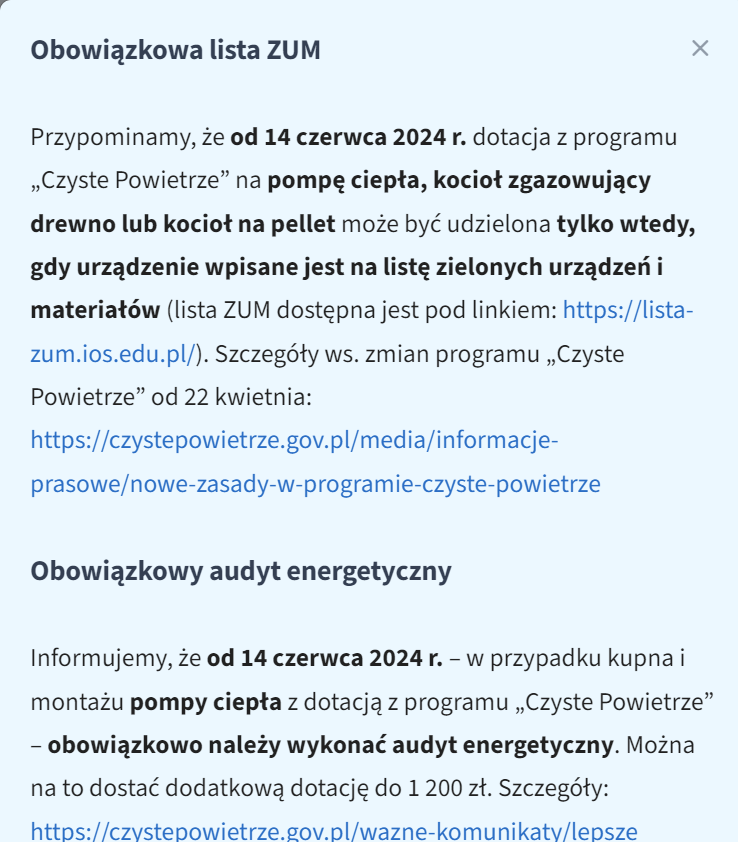 Obowiązkowa lista ZUM