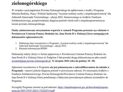 Diagnoza potrzeb wśród osób z niepełnosprawnością na terenie powiatu zielonogórskiego