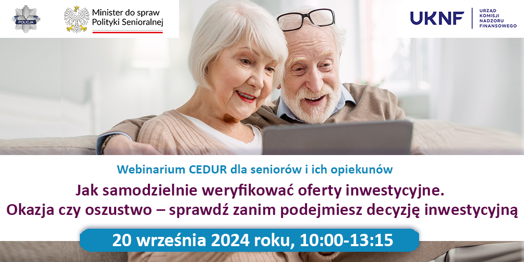Webinarium (spotkanie online) „Jak samodzielnie weryfikować oferty inwestycyjne. Okazja czy oszustwo – sprawdź zanim podejmiesz decyzję inwestycyjną”