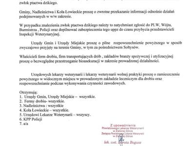 
Ognisko ptasiej grypy w Powiecie Świebodzińskim
