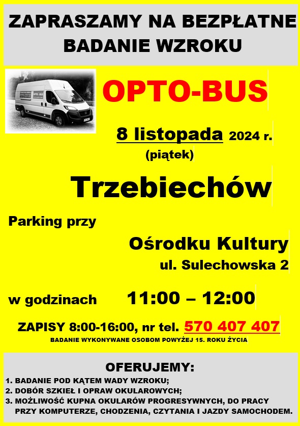 Zapraszamy na bezpłatne badanie wzroku "OPTO - BUS"