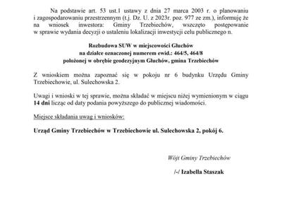 OBWIESZCZENIE Wójta Gminy Trzebiechów z dnia 10 września 2024r.