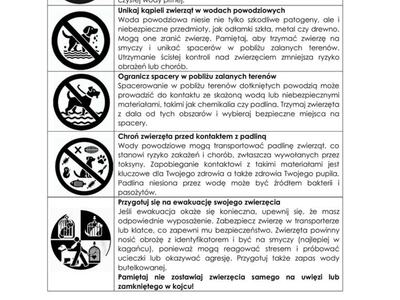 Wskazania dla opiekunów zwierząt domowych na terenach dotkniętych powodzią
