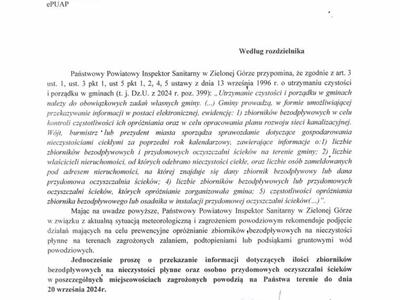 Prewencyjne opróżnianie zbiorników bezodpływowych na terenach zagrożonych zalaniem