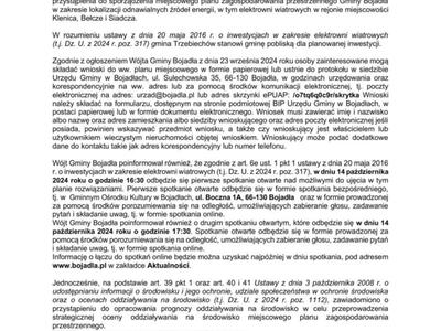 Ogłoszenie o podjęciu w gminie Bojadła uchwały w sprawie przystąpienia do sporządzenia miejscowego planu zagospodarowania przestrzennego Gminy Bojadła