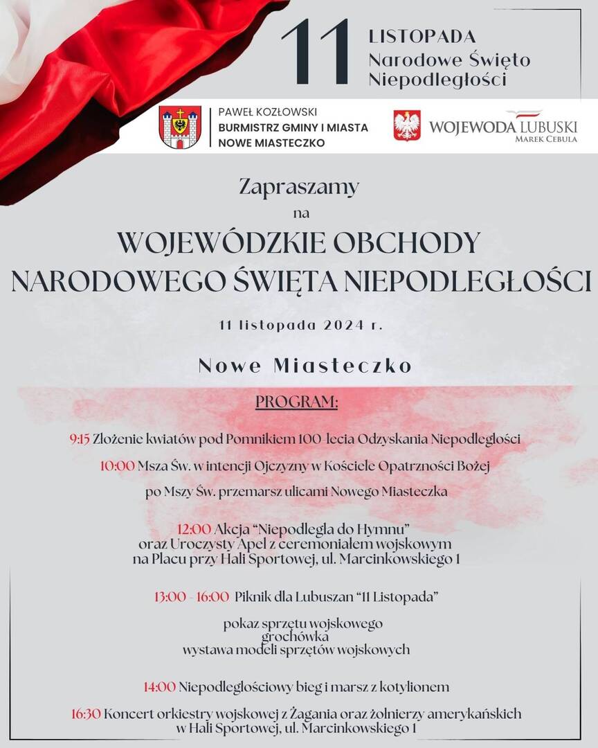 Wojewódzkie obchody Narodowego Święta Niepodległości w Nowym Miasteczku