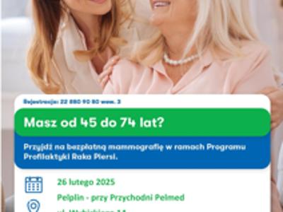 plakat  bezpłatne badania mammograficzne