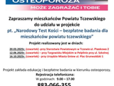 Narodowy Test Kości – bezpłatne badania dla mieszkańców Powiatu Tczewskiego