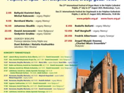 plakat XXVII Międzynarodowy Festiwal Muzyki Organowej w Katedrze w Pelplinie