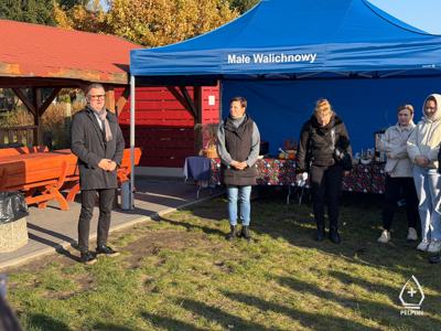 zdjęcie z sadzenie alei drzew owocowych.