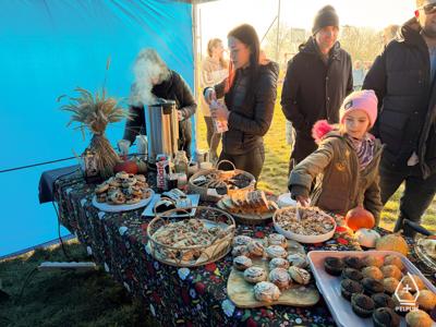 zdjęcie z sadzenie alei drzew owocowych.