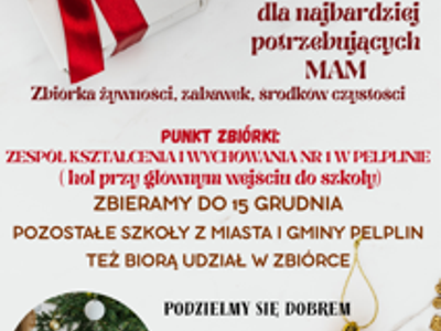 plakat zbiórka dla mam w Gminie Pelplin