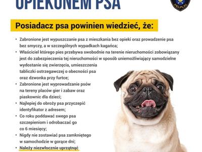 Plakat promujący akcję "Bądź odpowiedzialnym opiekunem psa"
