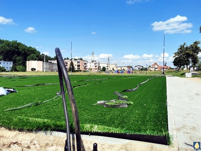 Zdjęcie z placu budowy boiska na os. Pólko 