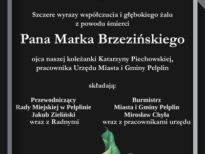Obrazek zawiera kondolencje takie jak w tekście wiadomości.