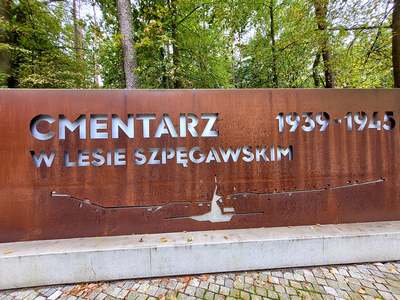 zdjęcie przedstawiajace sprzatanie grobów w lesie szpęgawskim 