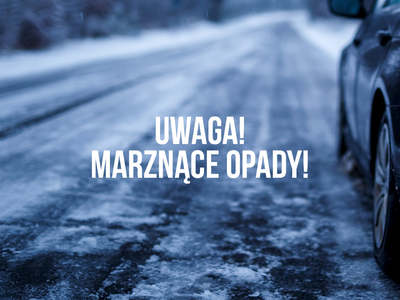 Grafika z ostrzeżeniem o marznących opadach
