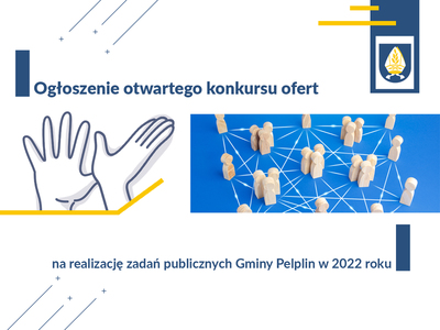 grafika otwarty konkurs ofert na realizację zadań publicznych Gminy Pelplin w 2022 roku.