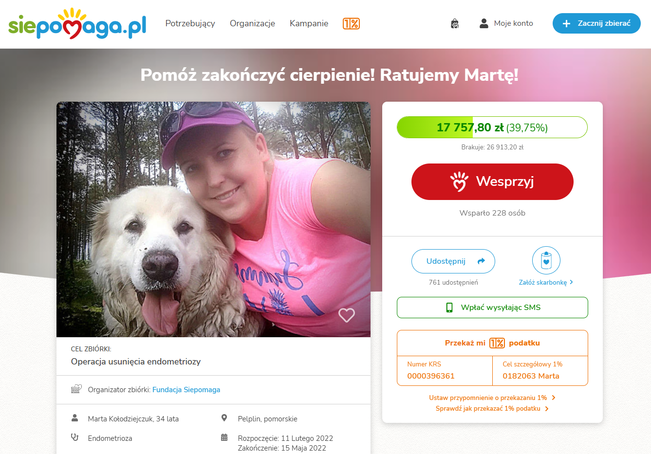 grafika zbiórka dla Marty Kołodziejczuk