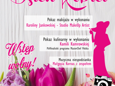 plakat Dzień Kobiet w Miejskim Ośrodku Kultury w Pelplinie