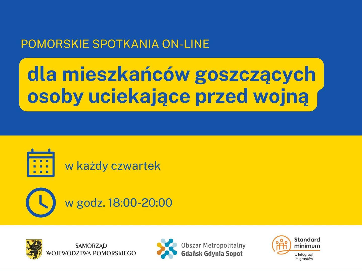 plakat dot. spotkań online dla osób goszczących uchodźców z Ukrainy