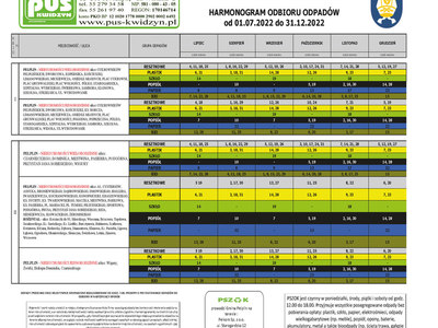nowy harmonogram 2022